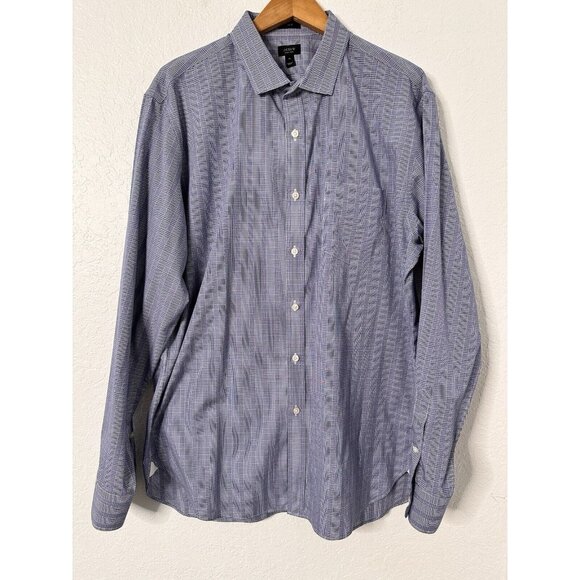 J.Crew Mens Shirts Size XL Slim  Fit Blue Plaid Long Sleeve Button Non- Iron - Picture 1 of 7